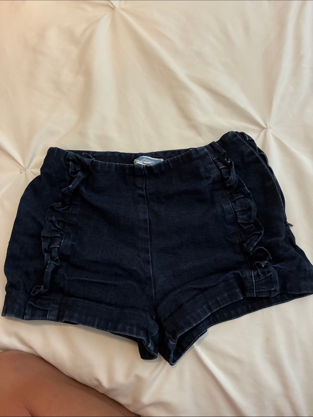Jacadi Navy Ruffle-Trim Cotton Shorts